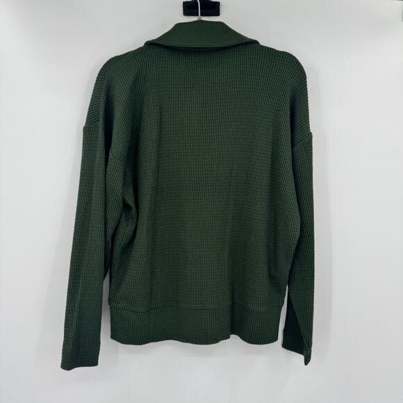 NWT Loft Women's Medium Casual Waffle V Neck Long Sleeve Rayon Green Sweater - Picture 7 of 10